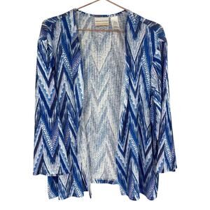 Alfred Dunner Cardigan Womens 1X Blue Chevron Zig Zag Lightweight Textured